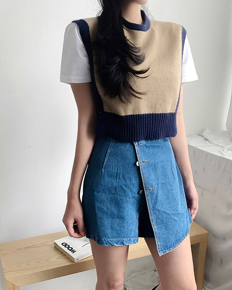 ウール混ボタン配色ニットベスト | 詳細画像16