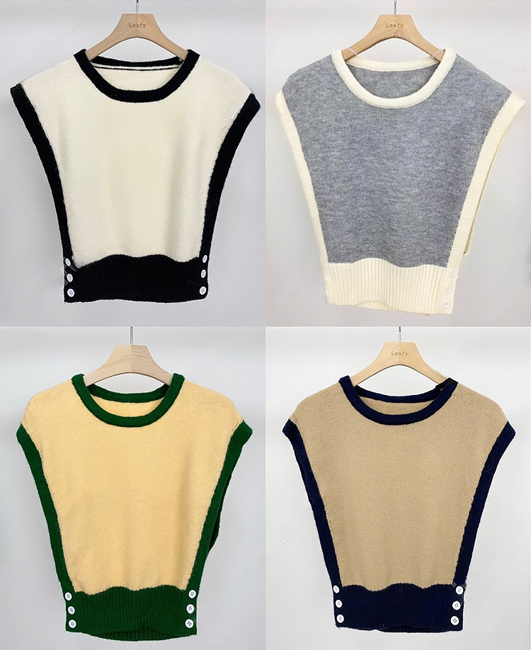 ウール混ボタン配色ニットベスト | 詳細画像17