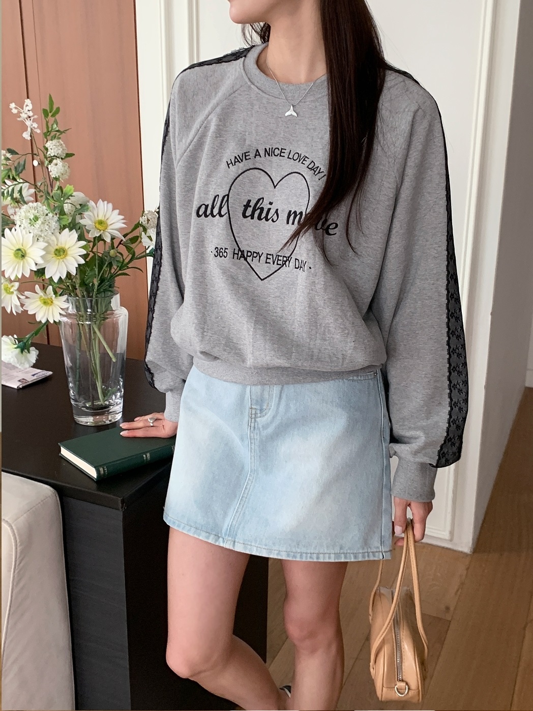 レースラグランハートプリントスウェット | 詳細画像7