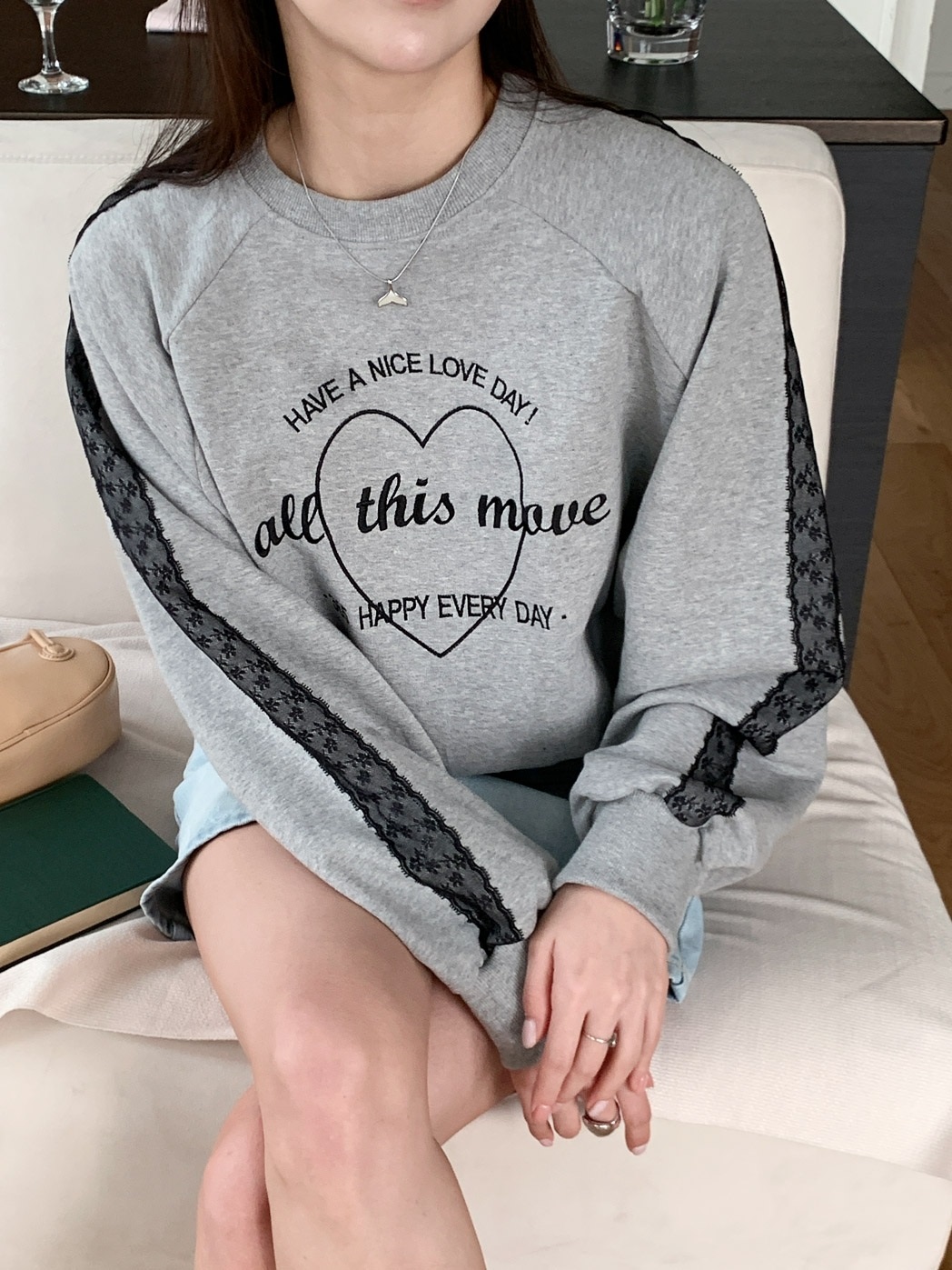 レースラグランハートプリントスウェット | 詳細画像8