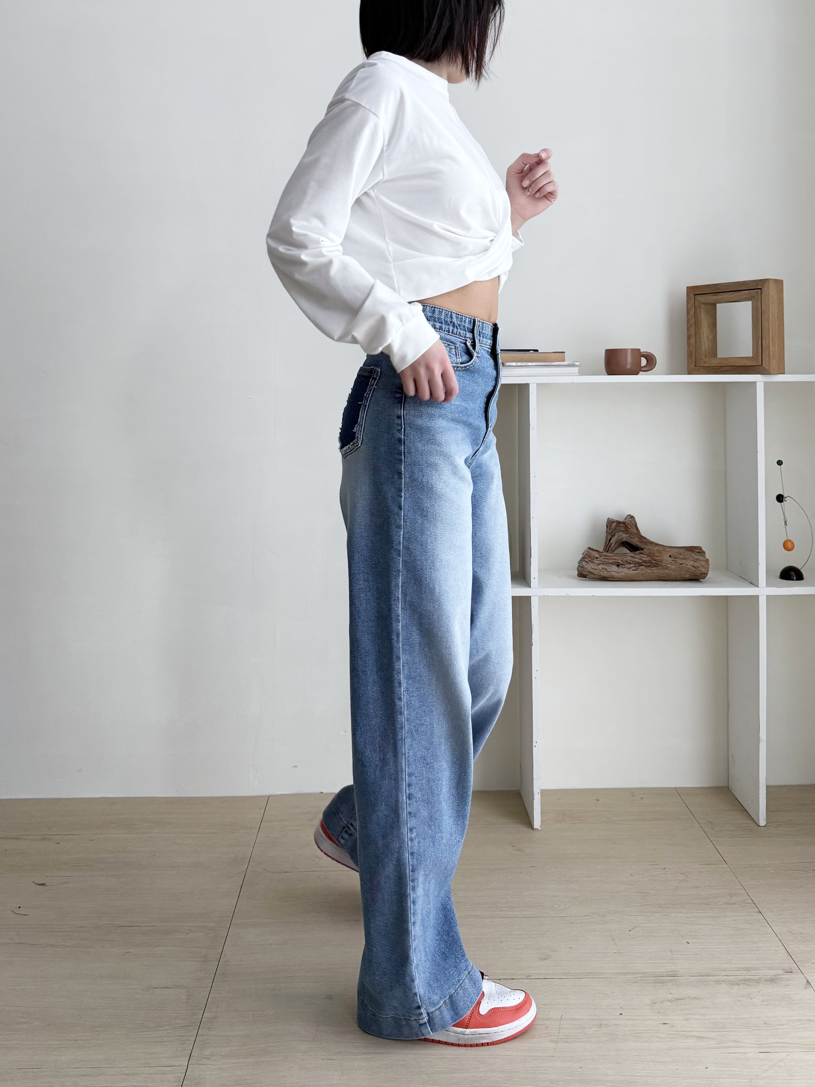 バック配色ポケットストレートデニムパンツ | 詳細画像5