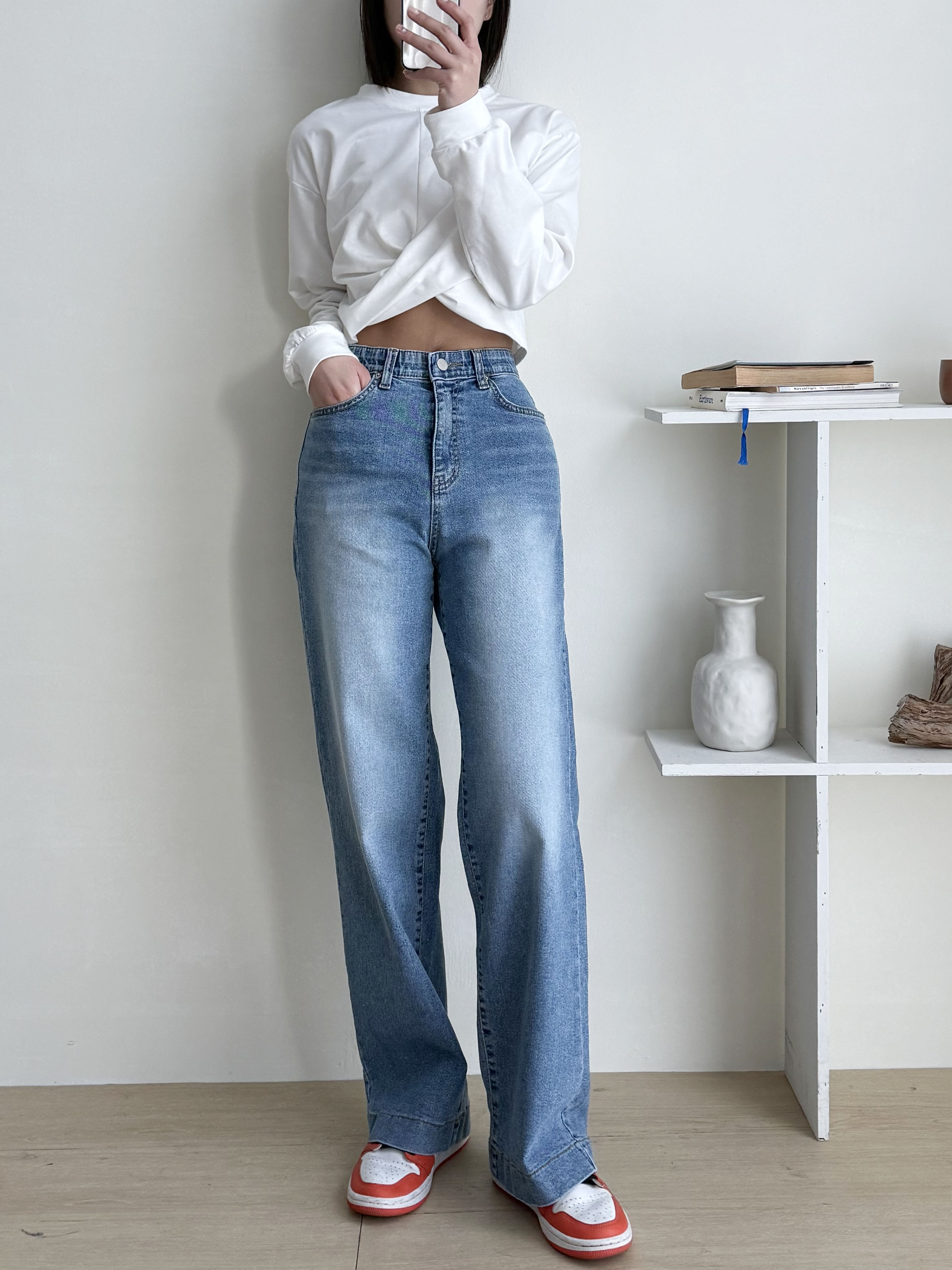 バック配色ポケットストレートデニムパンツ | 詳細画像6