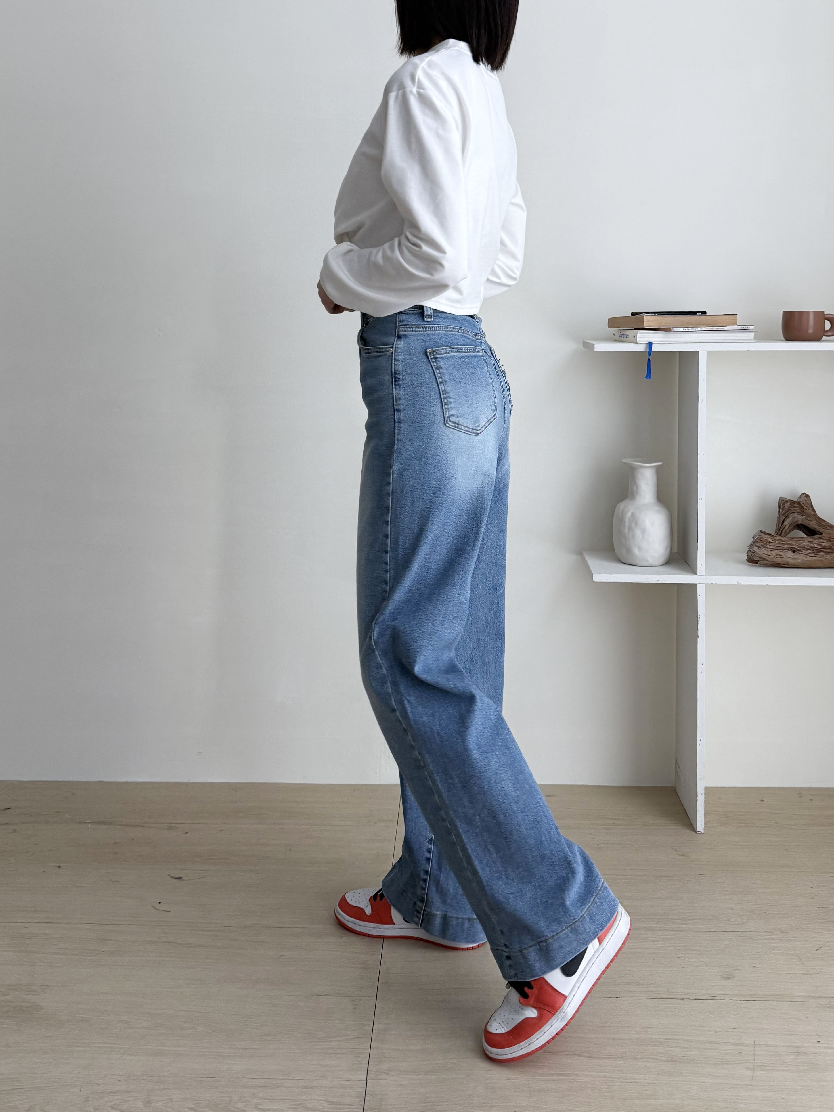 バック配色ポケットストレートデニムパンツ | 詳細画像7