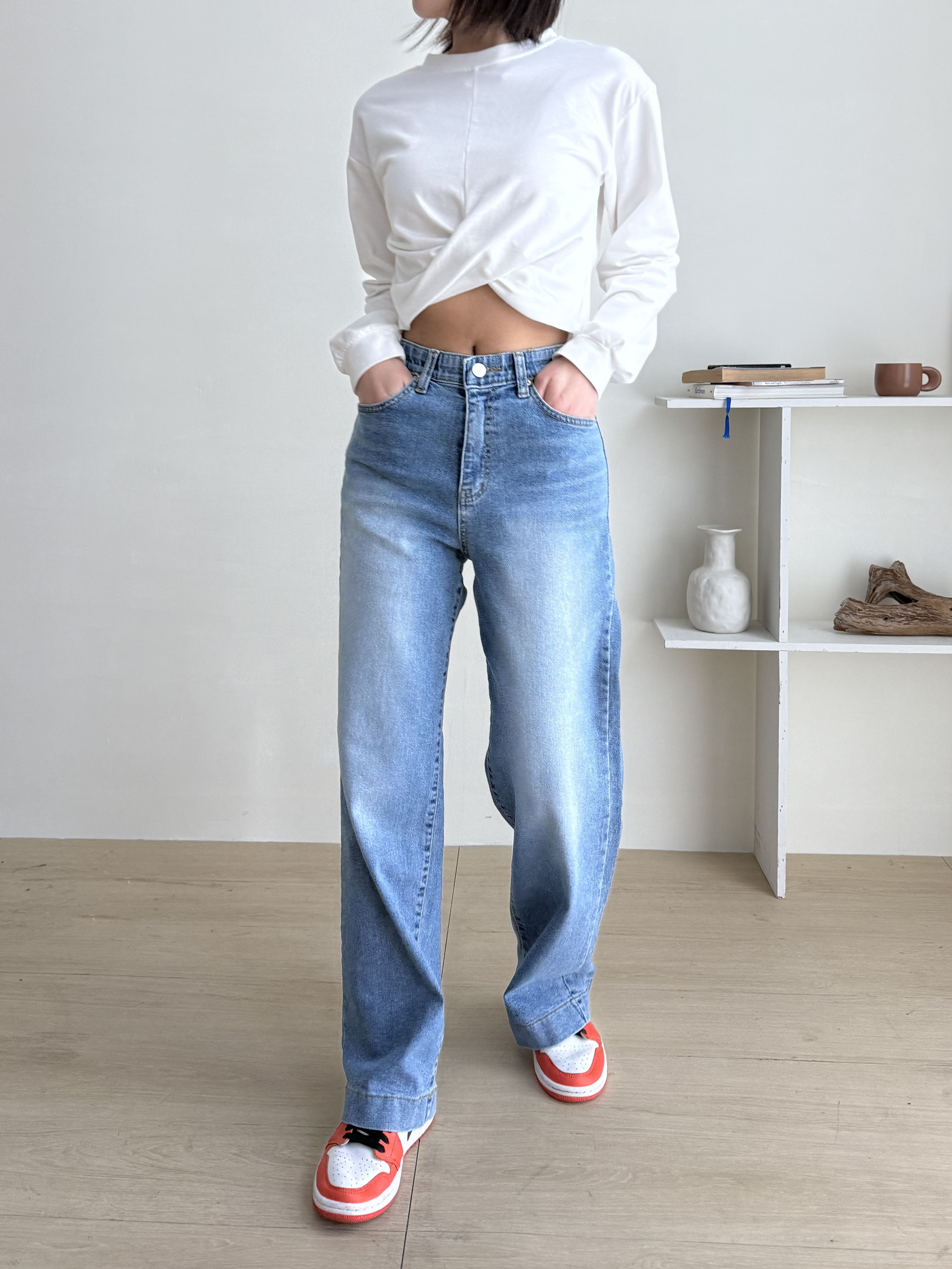 バック配色ポケットストレートデニムパンツ | 詳細画像12