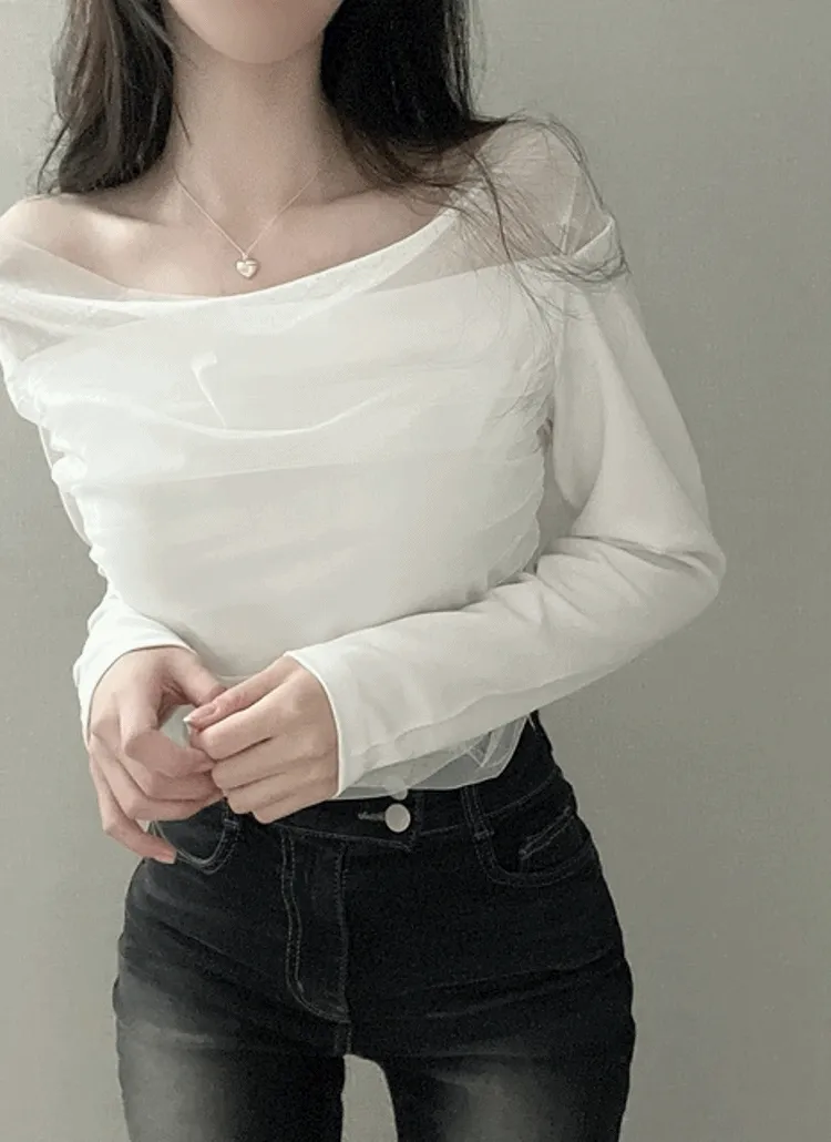 シフォンドレープオフショルTシャツ | NEEDON | 詳細画像1