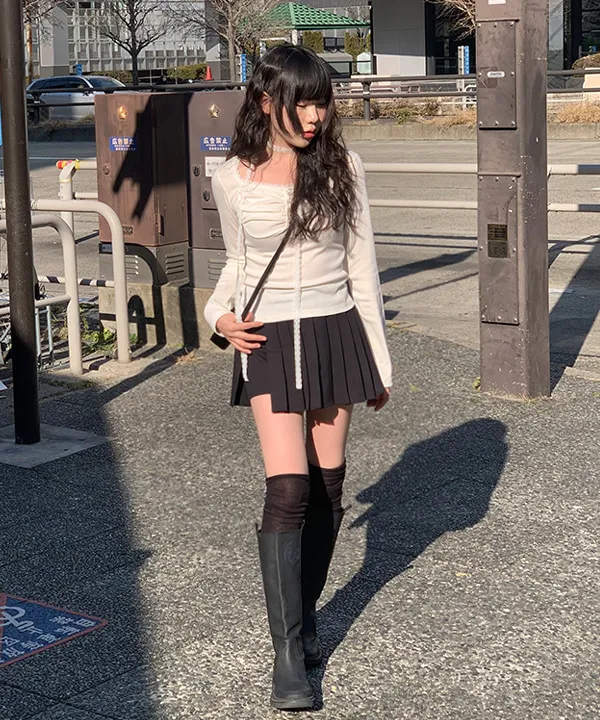 ラップ調プリーツミニスカートパンツ | anyonemore | 詳細画像1