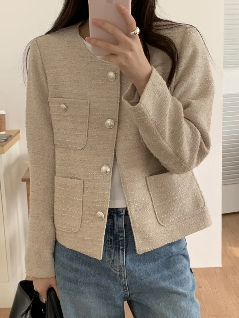 ノーカラーポケットツイードジャケット | 詳細画像1