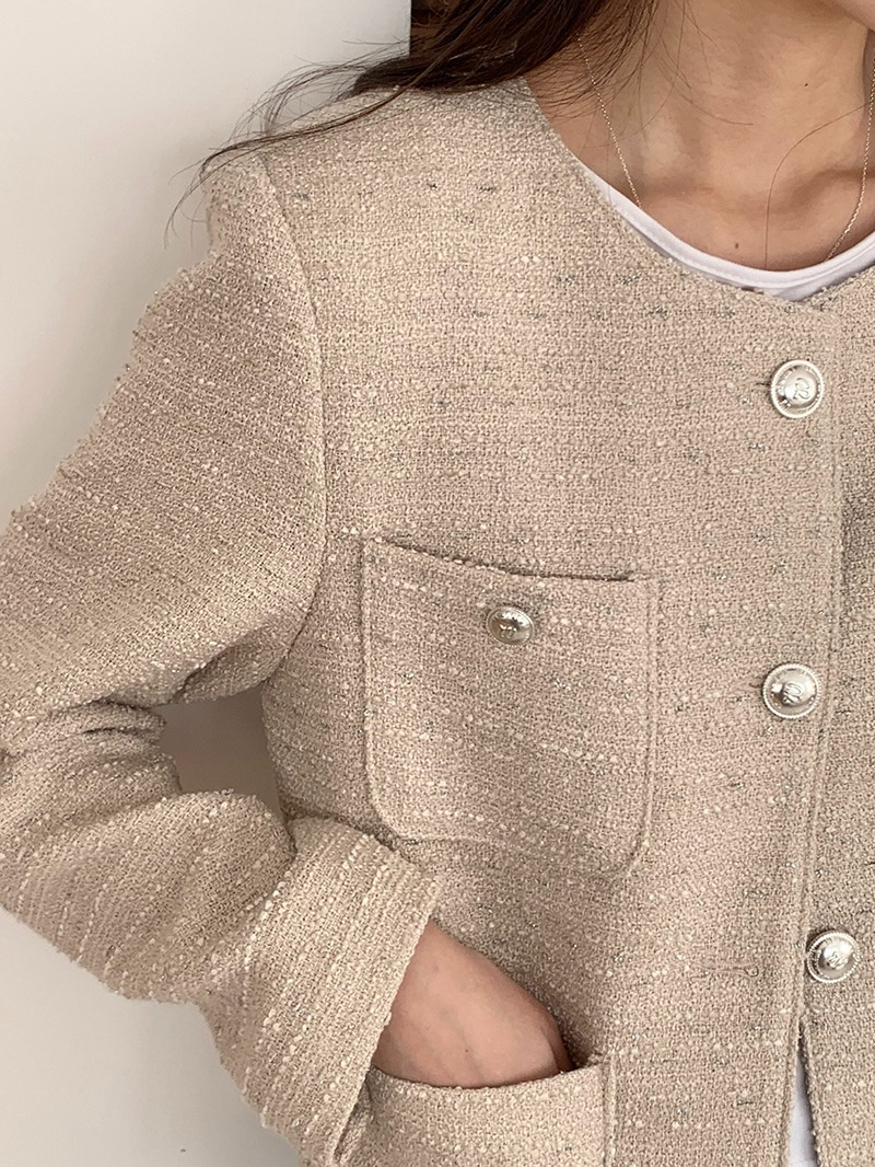 ノーカラーポケットツイードジャケット | 詳細画像7