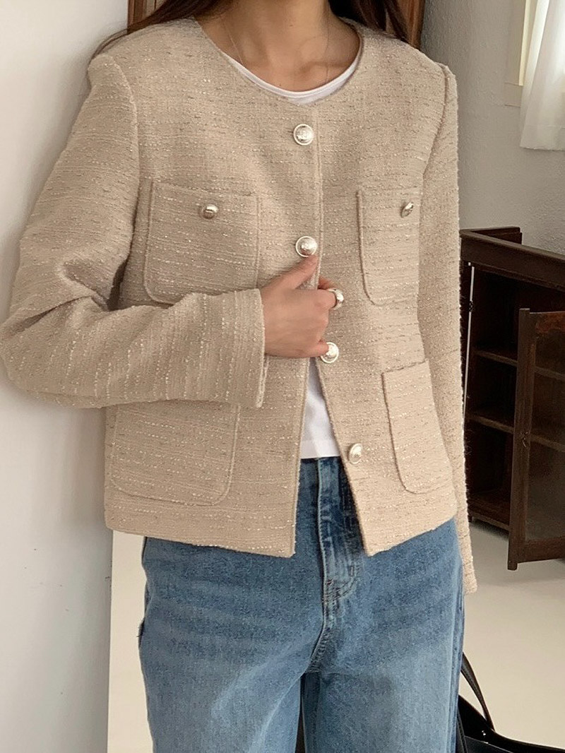 ノーカラーポケットツイードジャケット | 詳細画像8