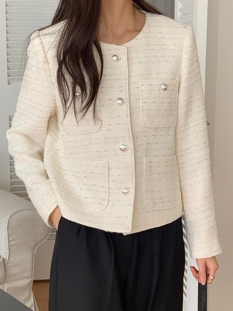 ノーカラーポケットツイードジャケット | 詳細画像9