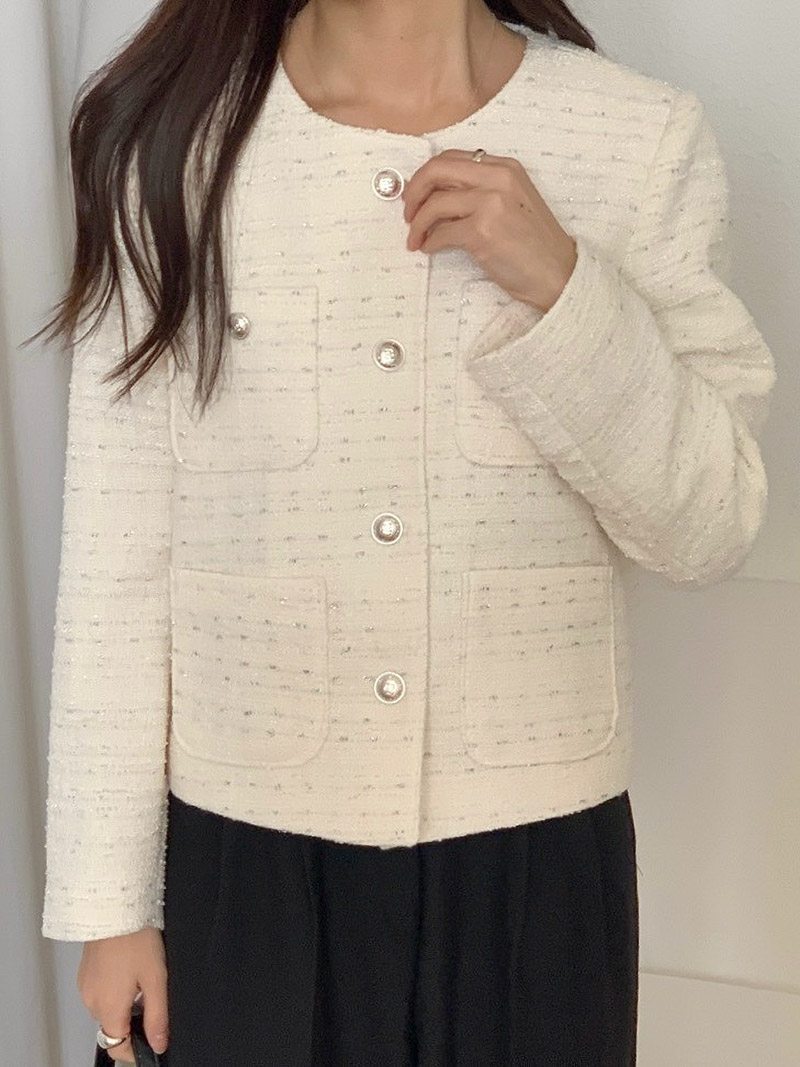 ノーカラーポケットツイードジャケット | 詳細画像10