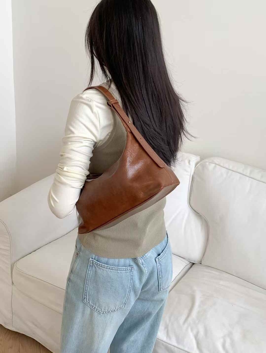 レザー調台形トートバッグ | 詳細画像5
