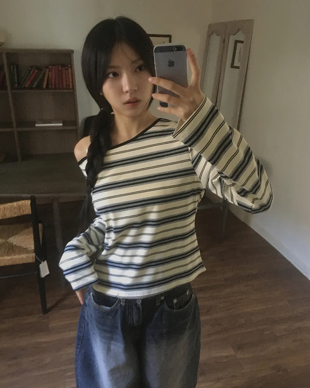 ミックスボーダーワンショルTシャツ | WONDERWONDER | 詳細画像1