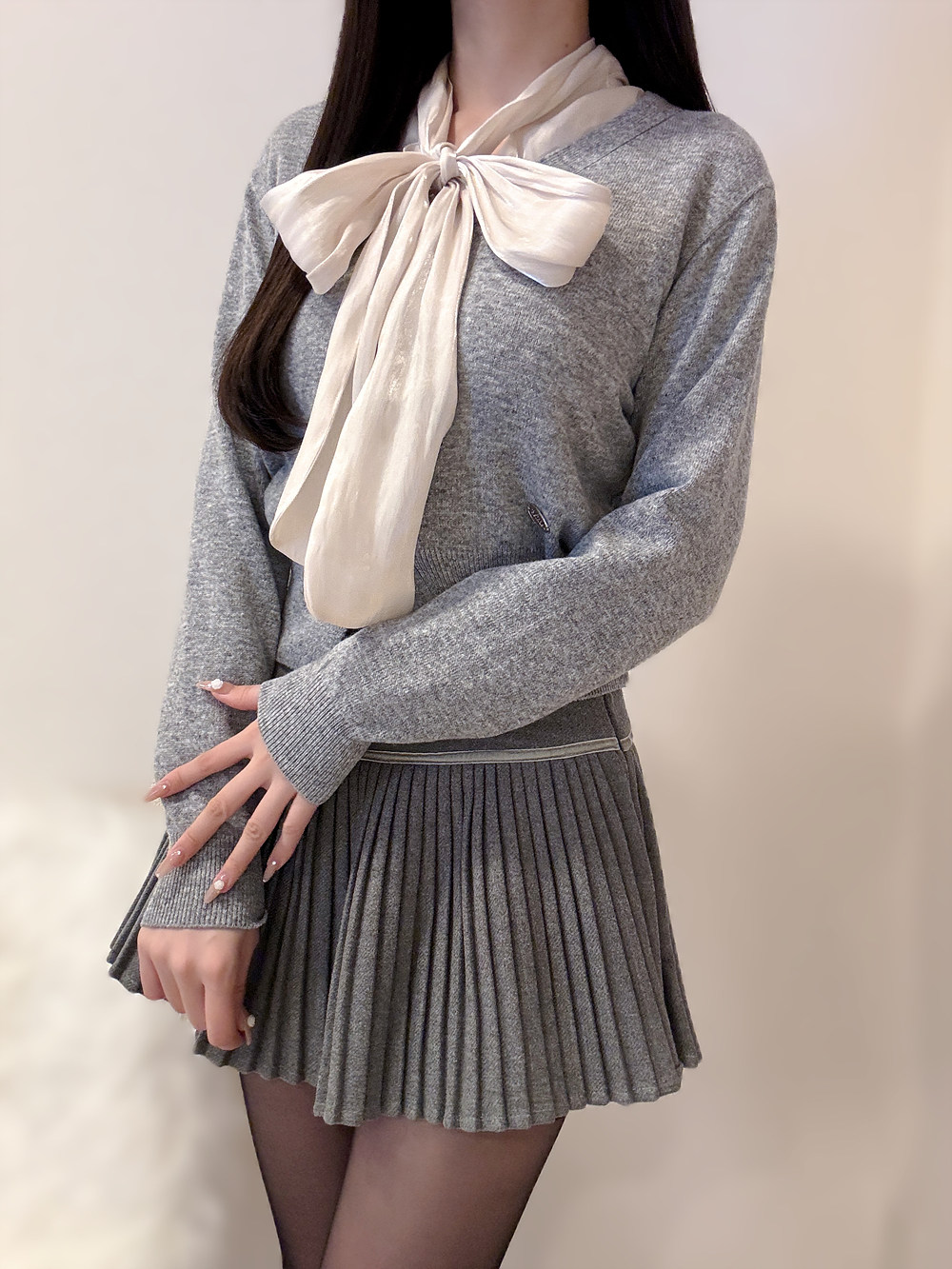 2TYPEパンツ裏地ベロアプリーツミニスカート | 詳細画像4