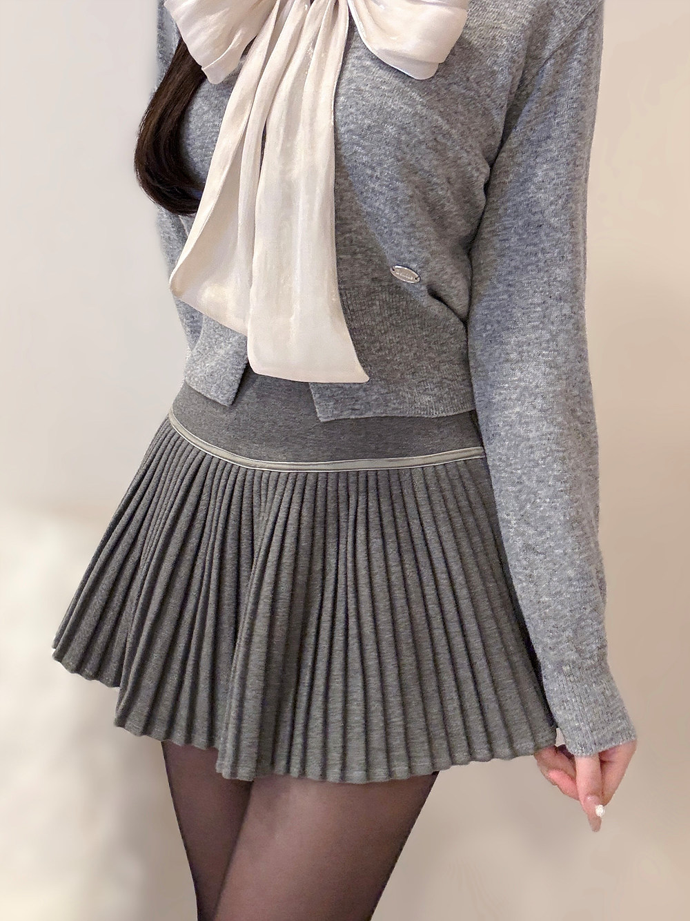 2TYPEパンツ裏地ベロアプリーツミニスカート | 詳細画像6