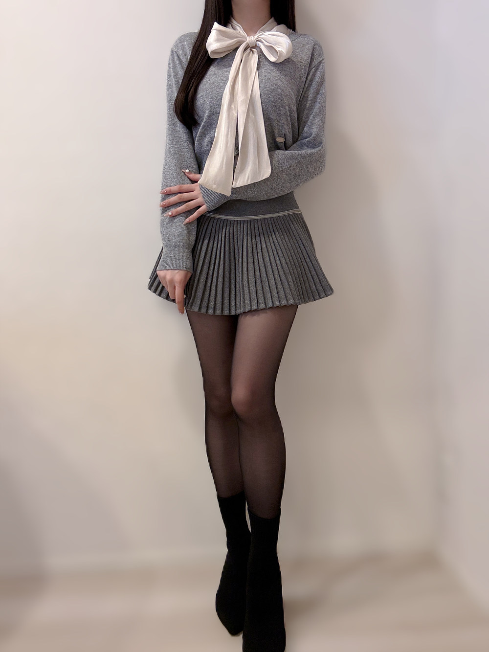 2TYPEパンツ裏地ベロアプリーツミニスカート | 詳細画像7