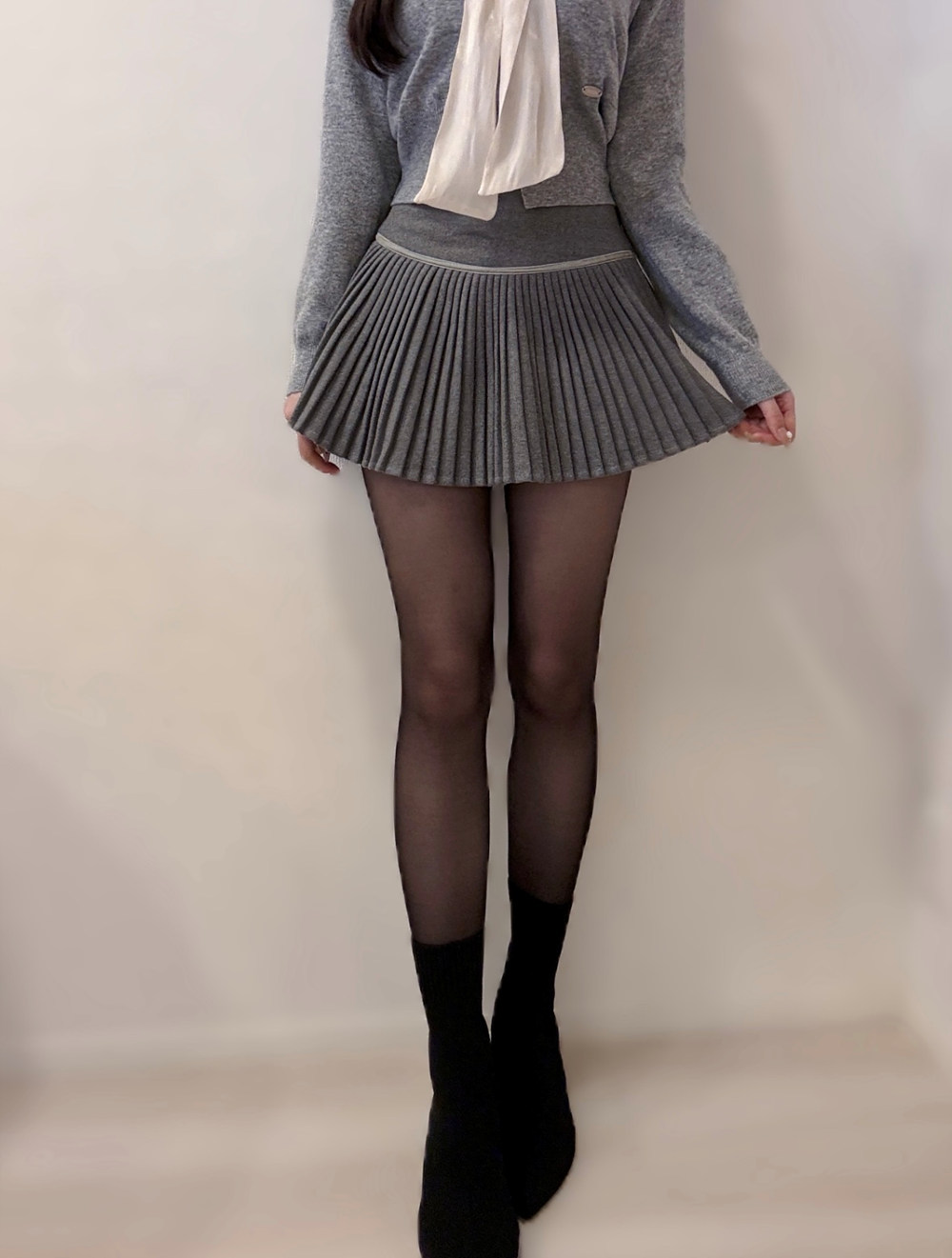 2TYPEパンツ裏地ベロアプリーツミニスカート | 詳細画像12