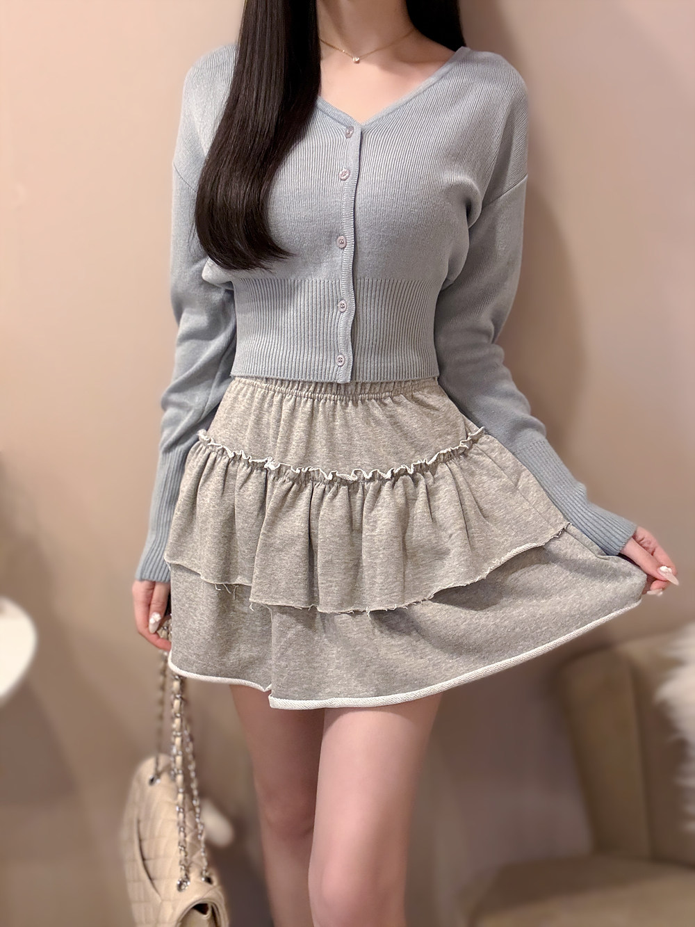 Vネッククロップドカーディガン | 詳細画像5