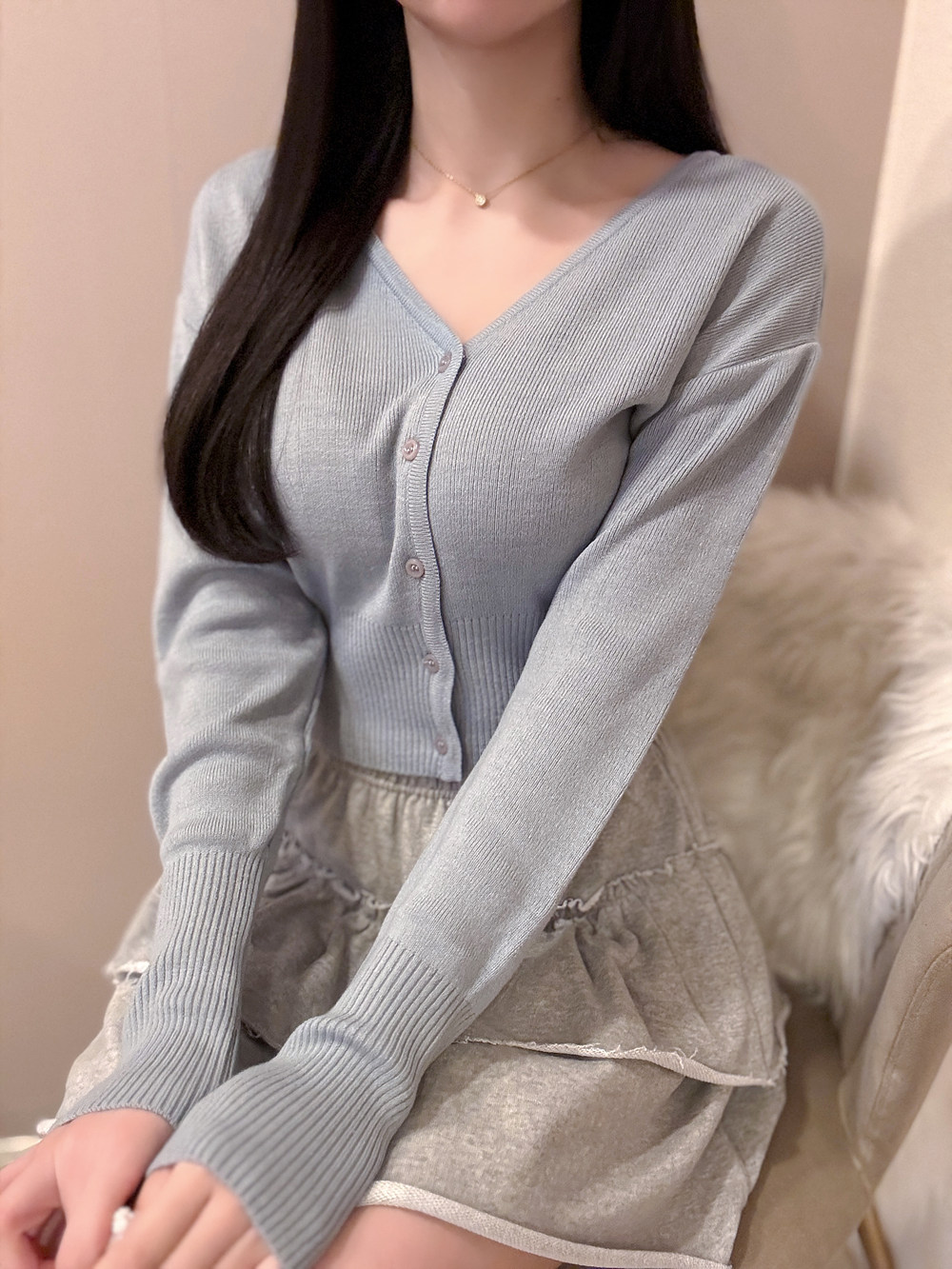 Vネッククロップドカーディガン | 詳細画像6