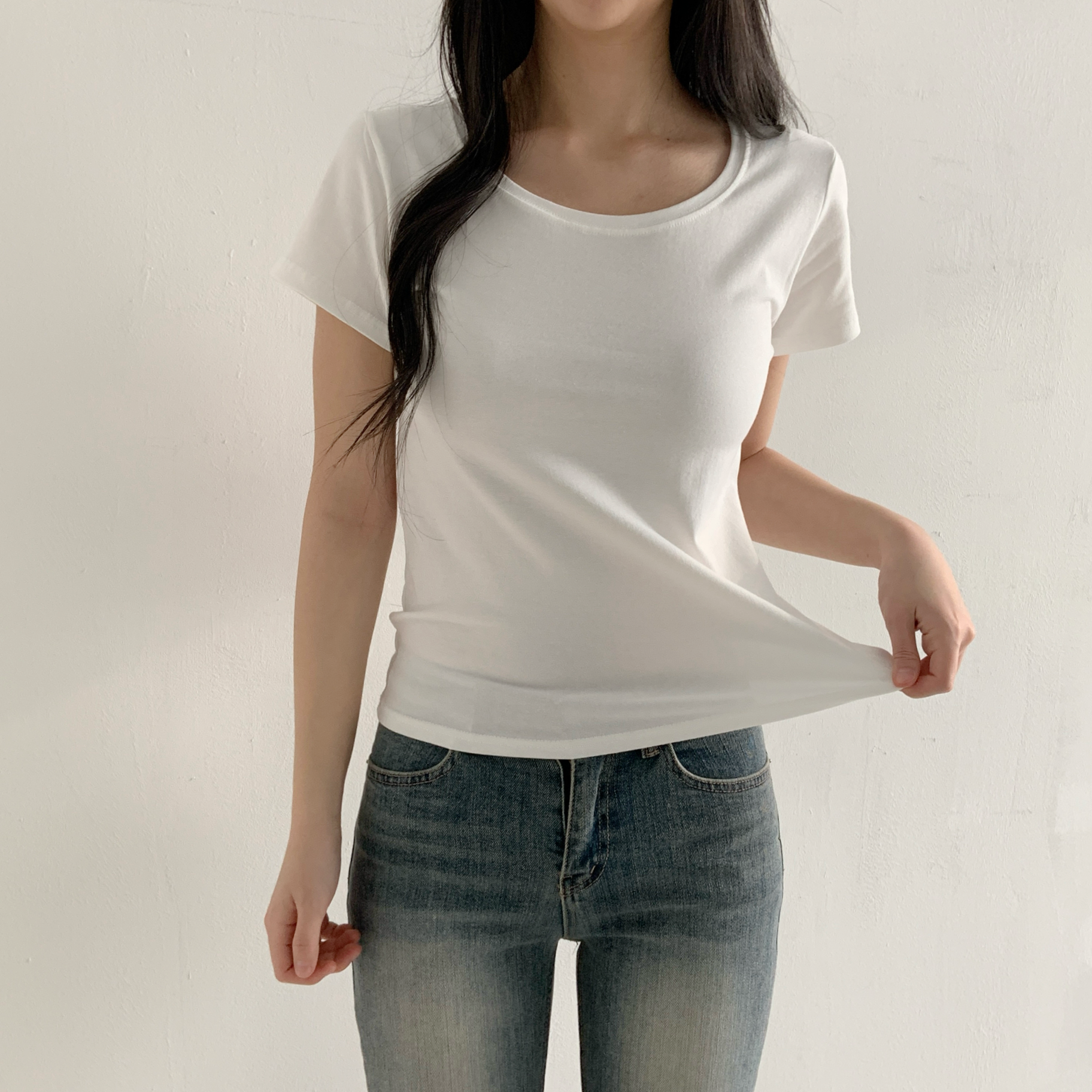 モダール混Uネック半袖Tシャツ | 詳細画像4