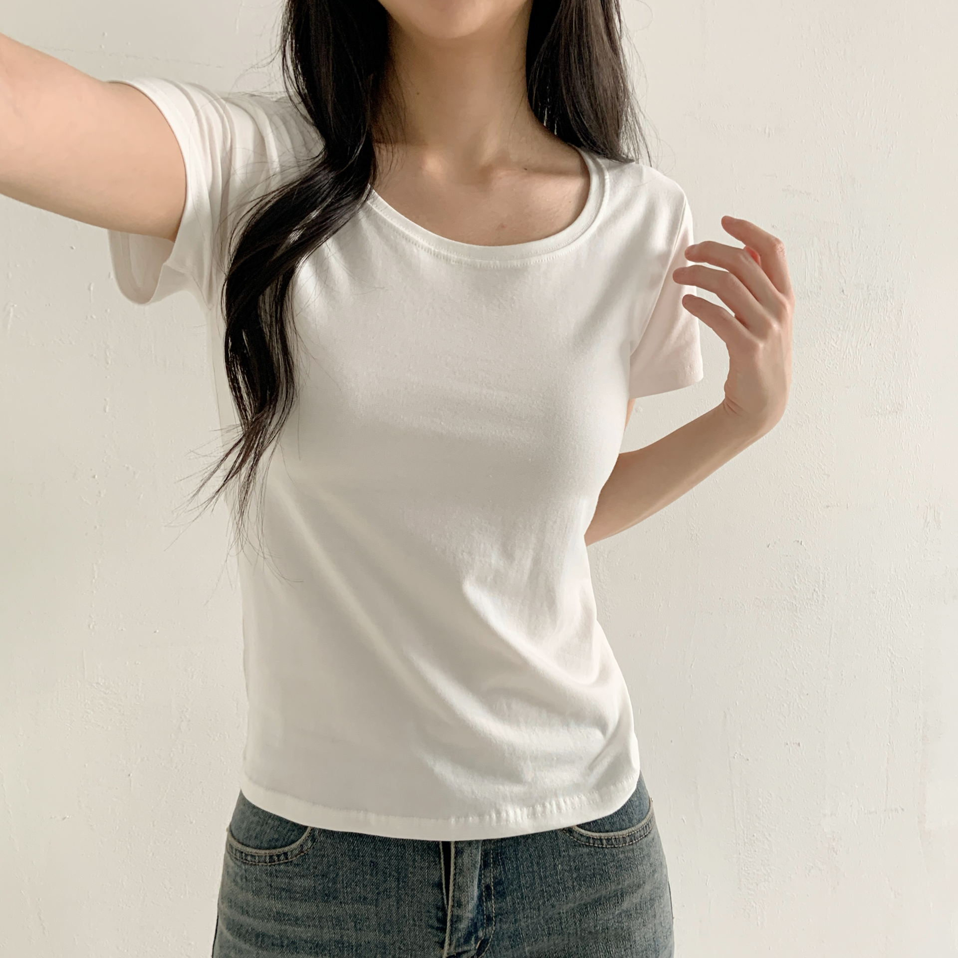 モダール混Uネック半袖Tシャツ | 詳細画像5