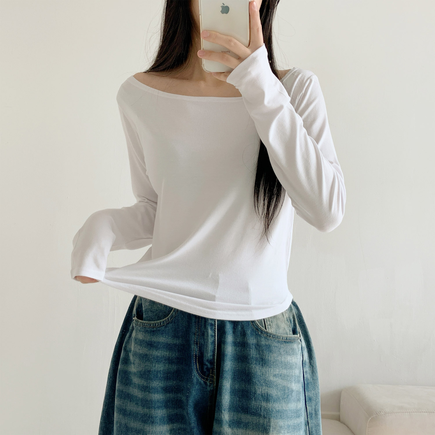 ボートネッククロップド長袖Tシャツ | 詳細画像8
