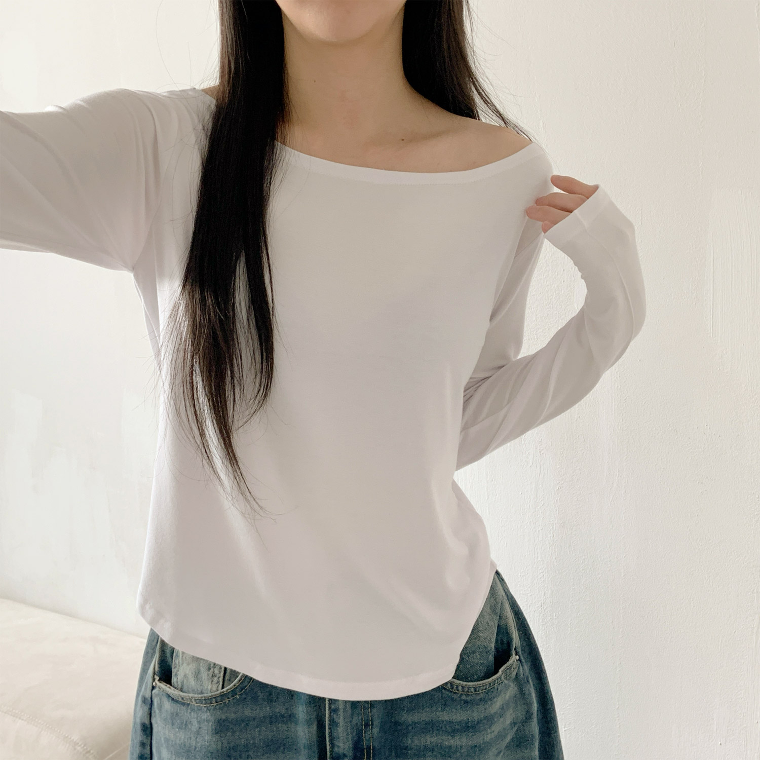 ボートネッククロップド長袖Tシャツ | 詳細画像11
