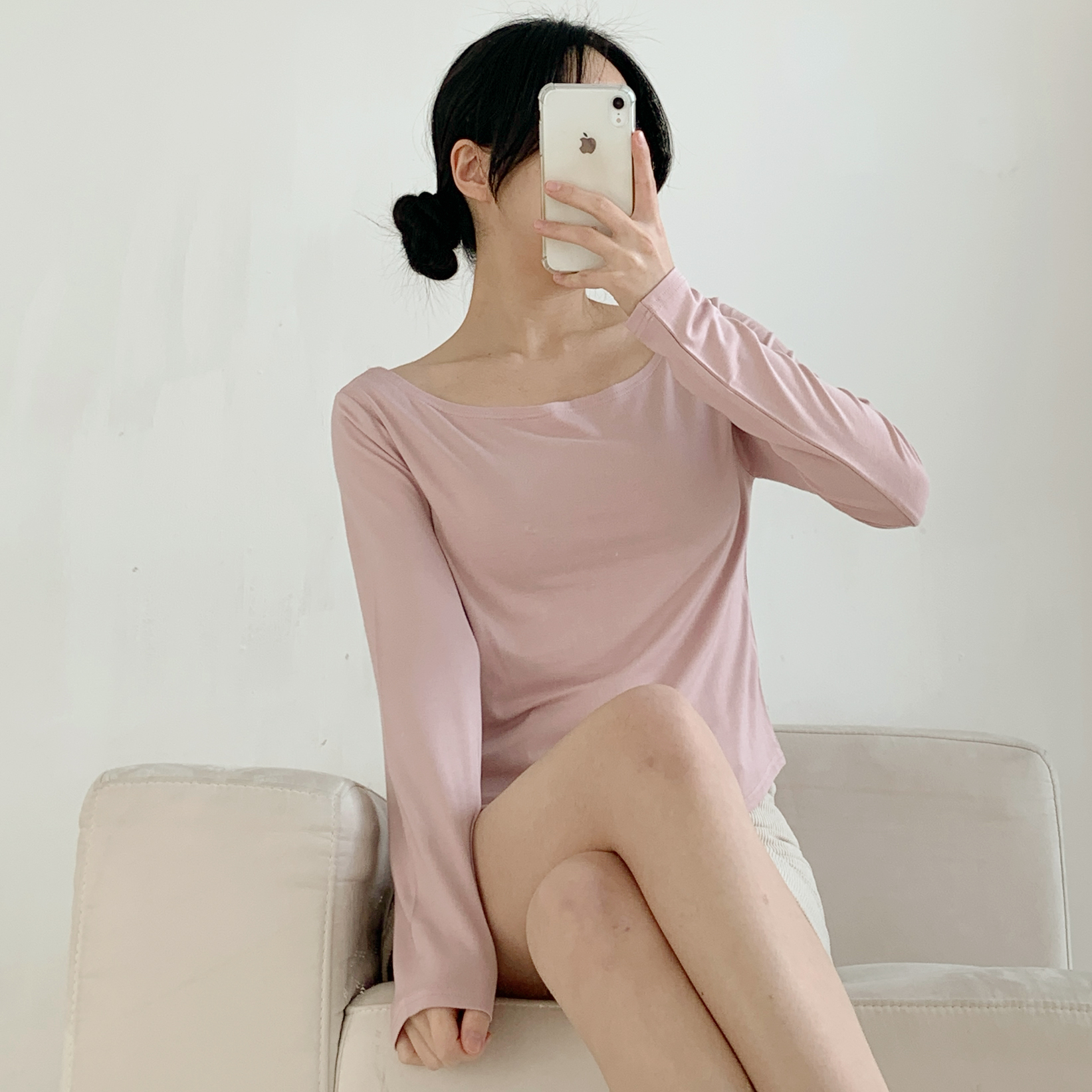 ボートネッククロップド長袖Tシャツ | 詳細画像17