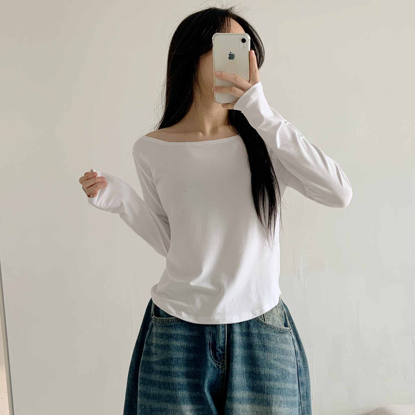 ボートネッククロップド長袖Tシャツ | 詳細画像2