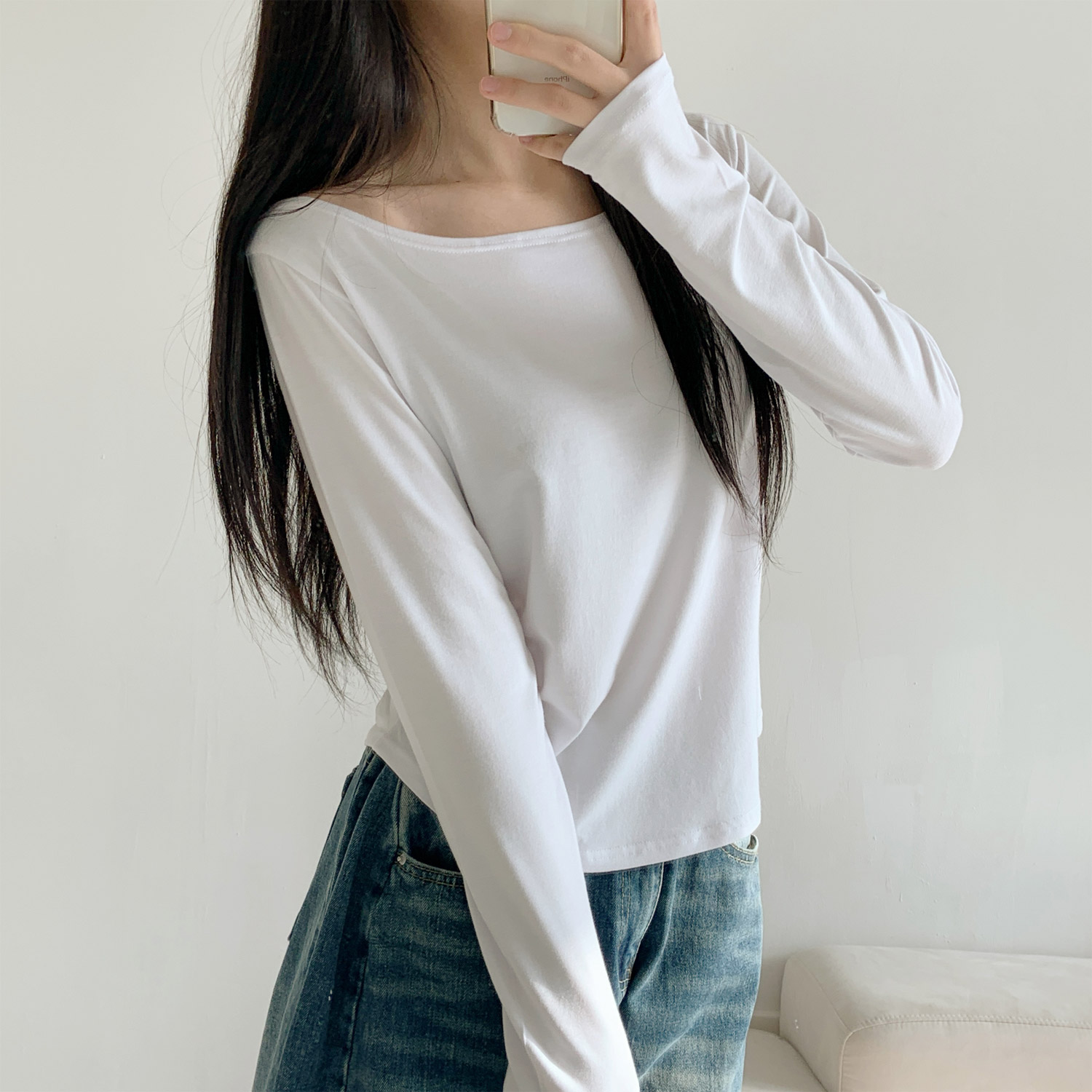 ボートネッククロップド長袖Tシャツ | 詳細画像6