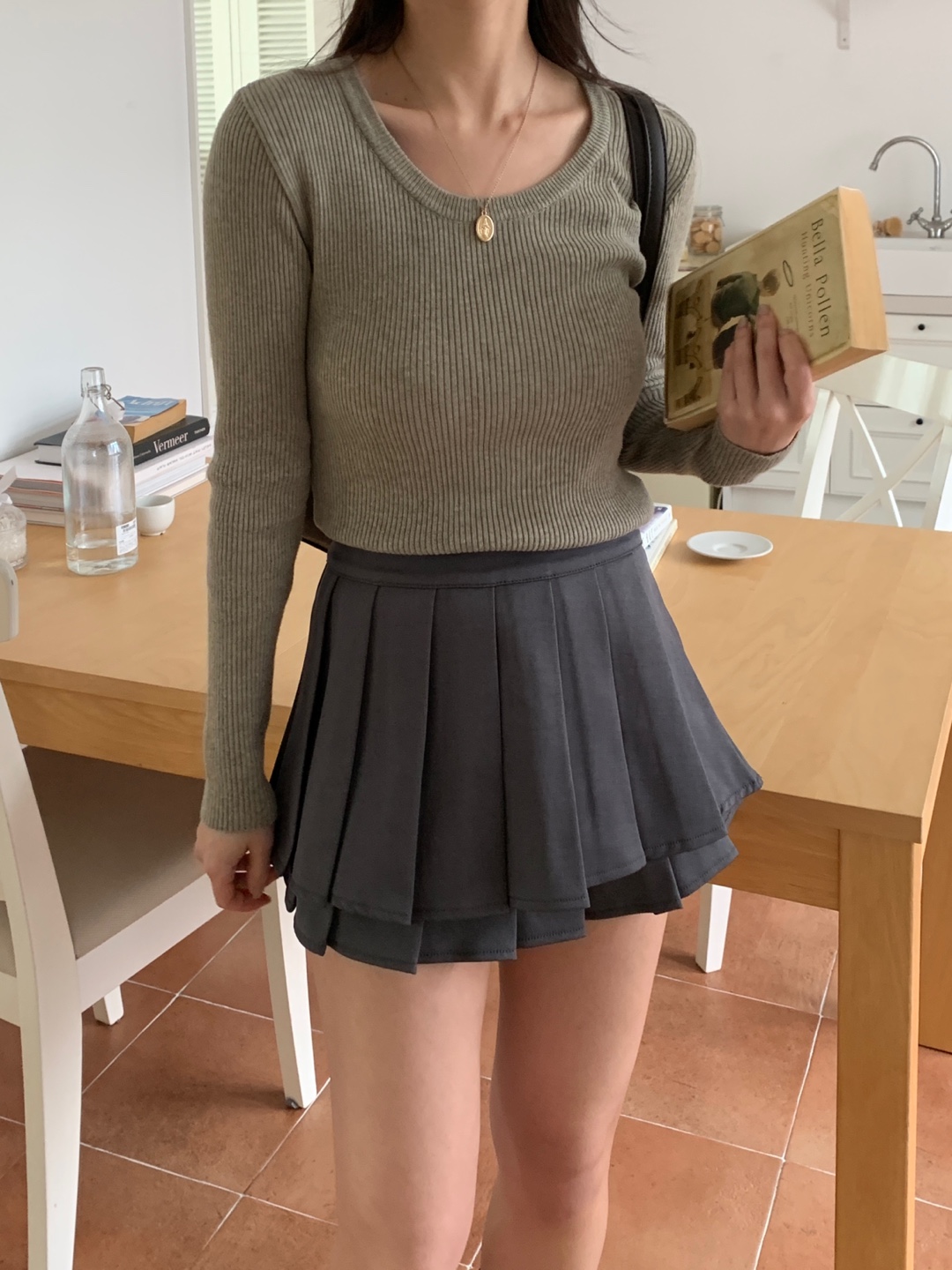 バンブー混Uネックスリムリブニット | 詳細画像9