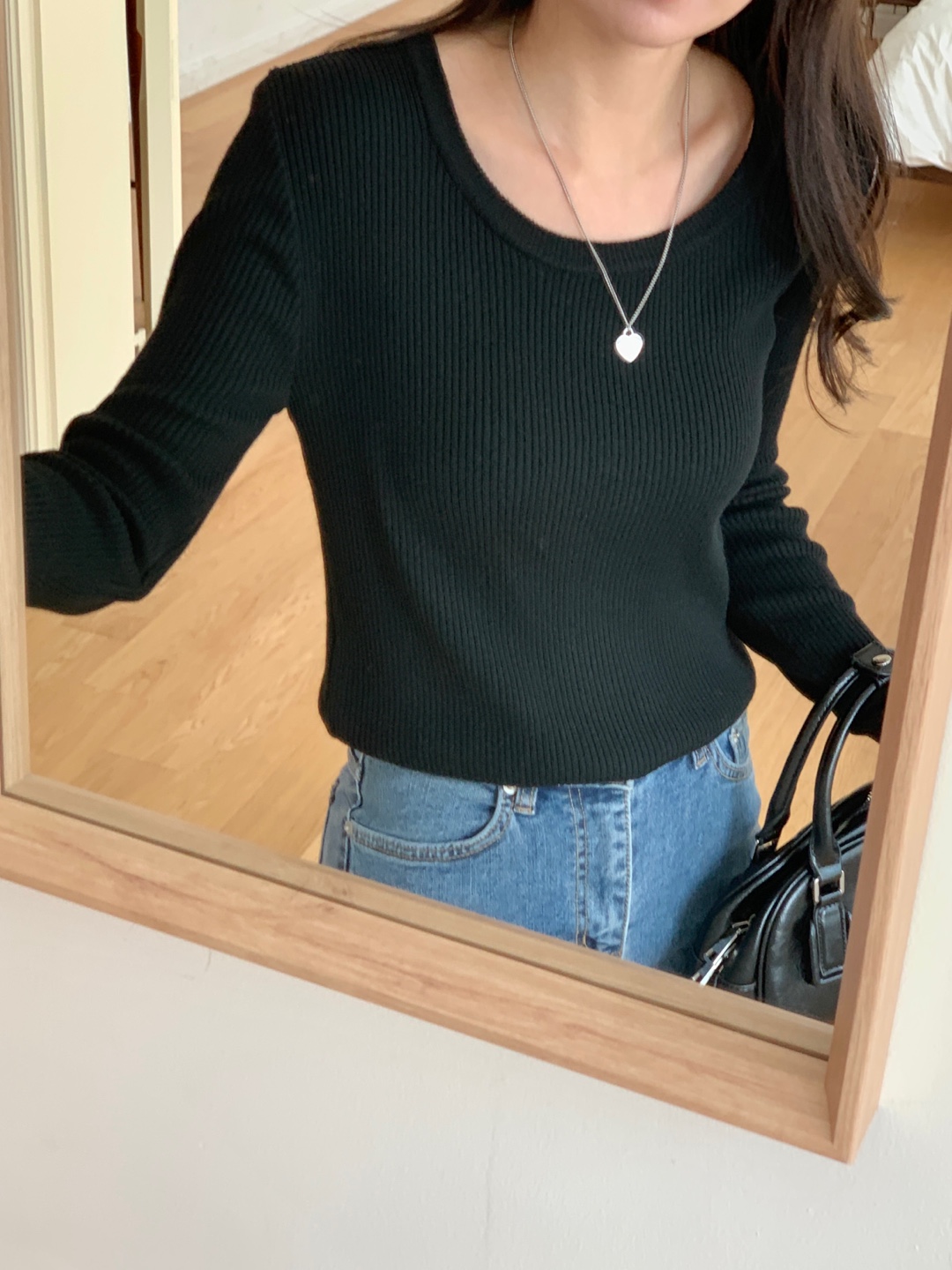 バンブー混Uネックスリムリブニット | 詳細画像3