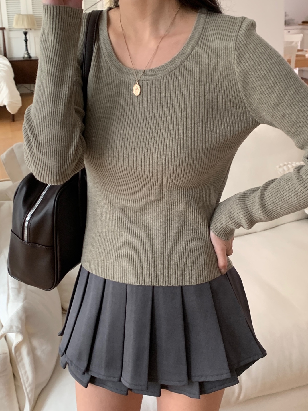 バンブー混Uネックスリムリブニット | 詳細画像10