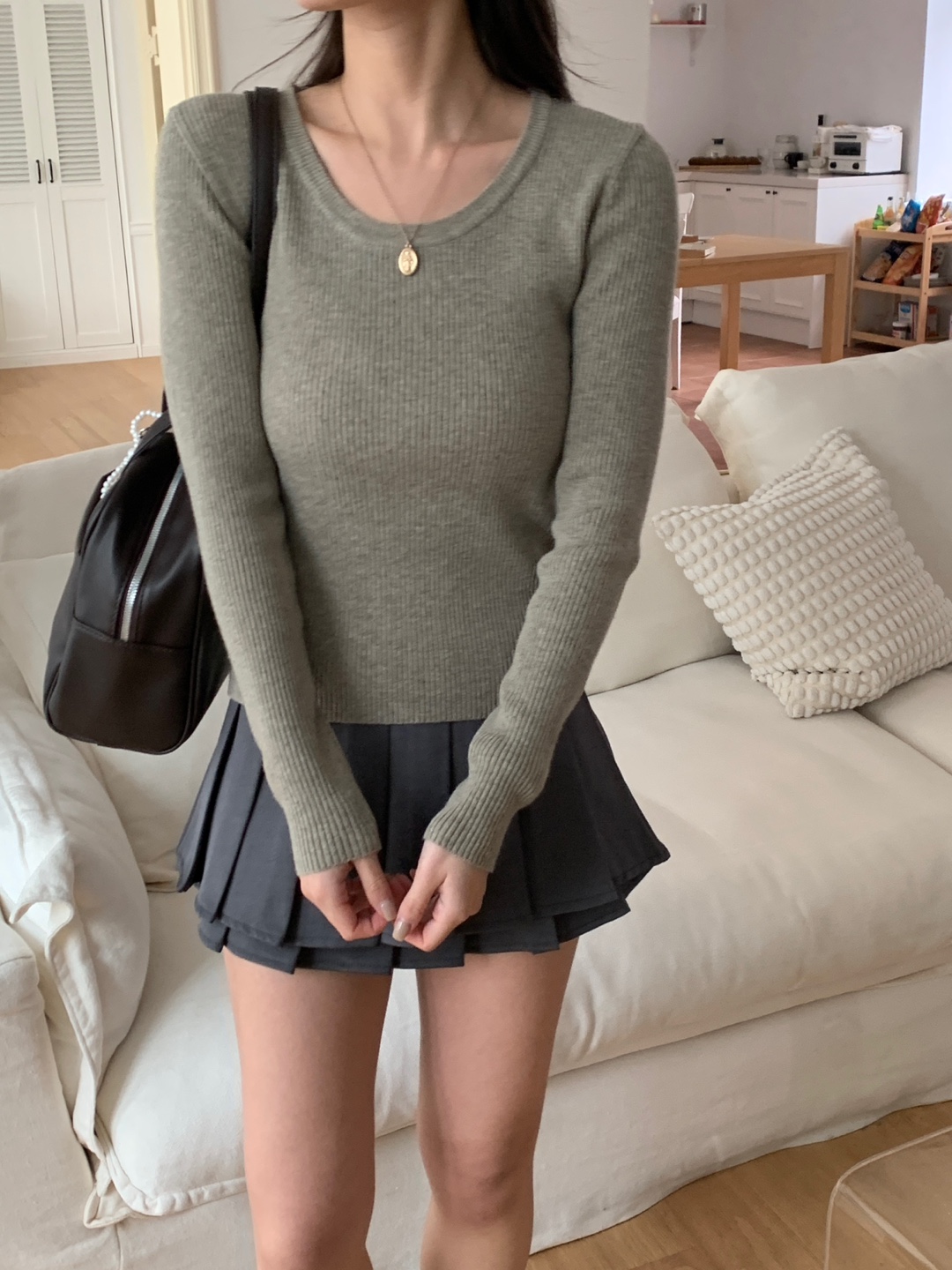 バンブー混Uネックスリムリブニット | 詳細画像6