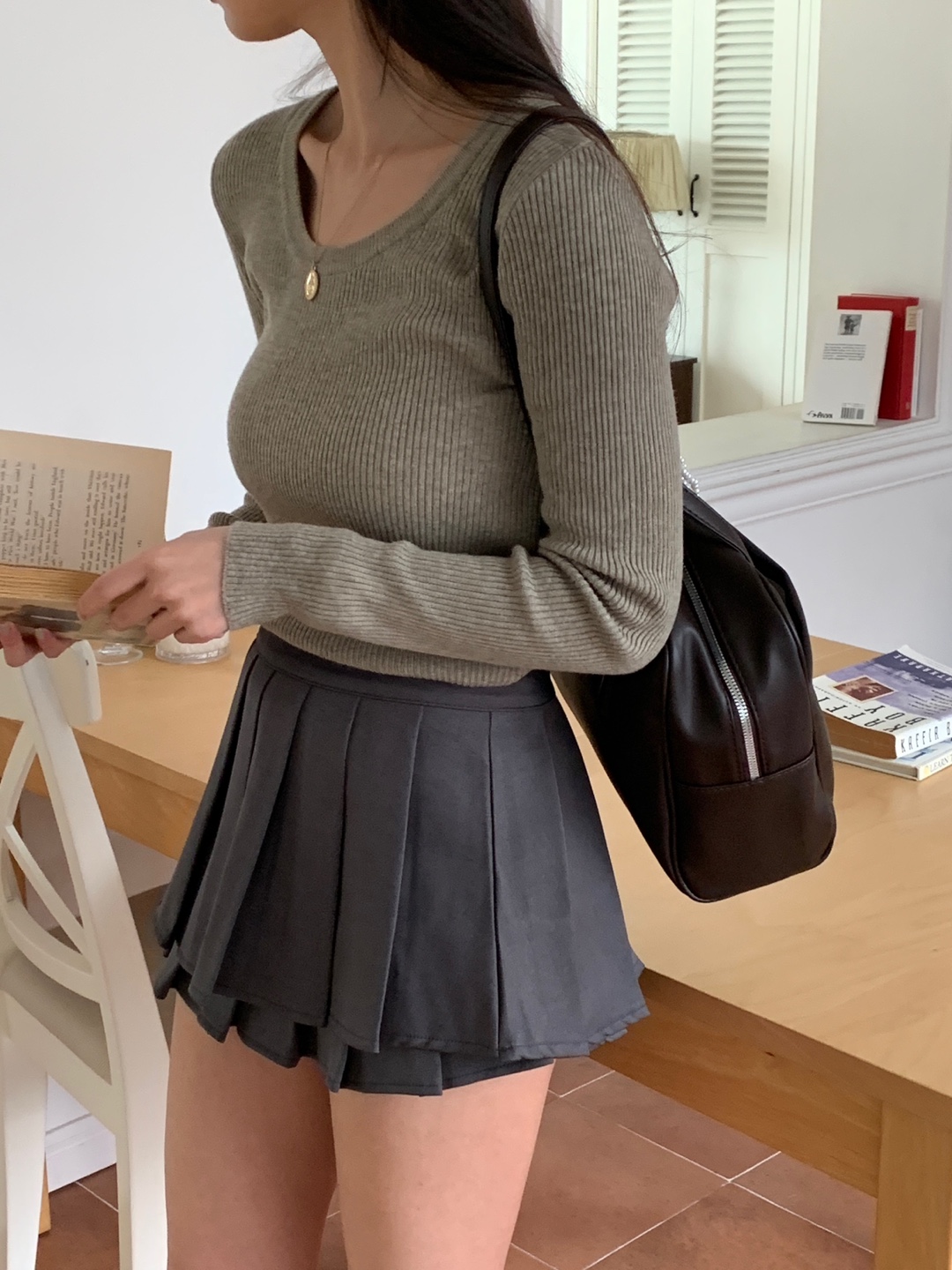 バンブー混Uネックスリムリブニット | 詳細画像7