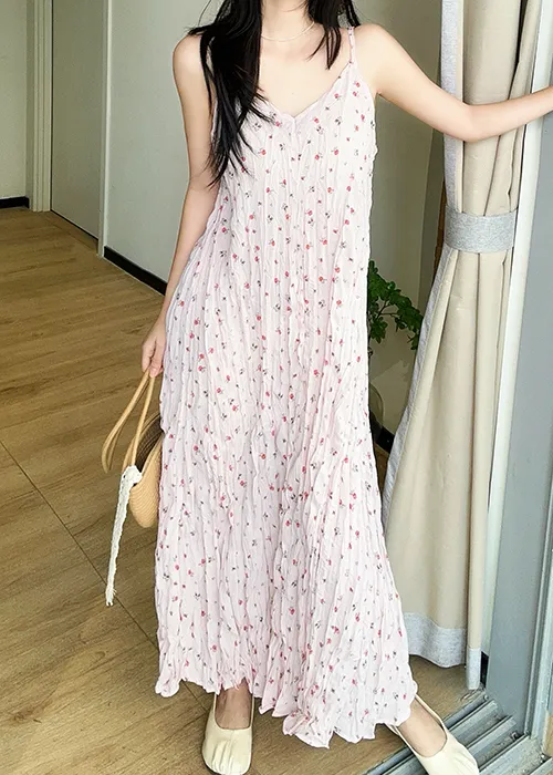 花柄ドットVネックリンクルキャミワンピース | 詳細画像1