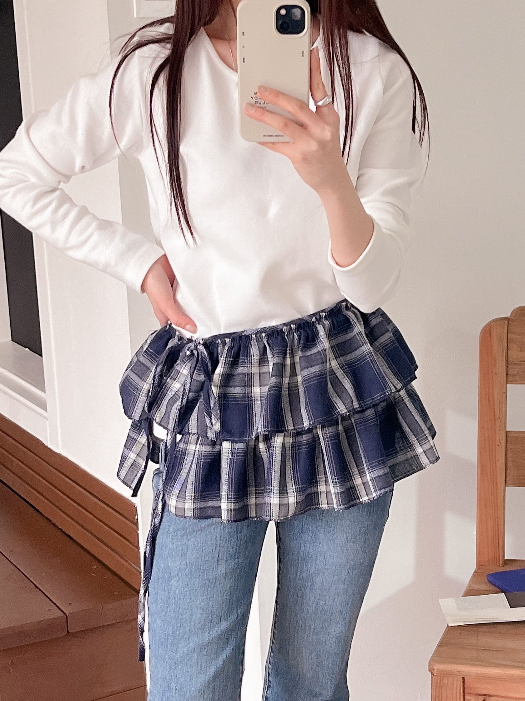 リボンチェックティアードレイヤードミニスカート | 詳細画像3