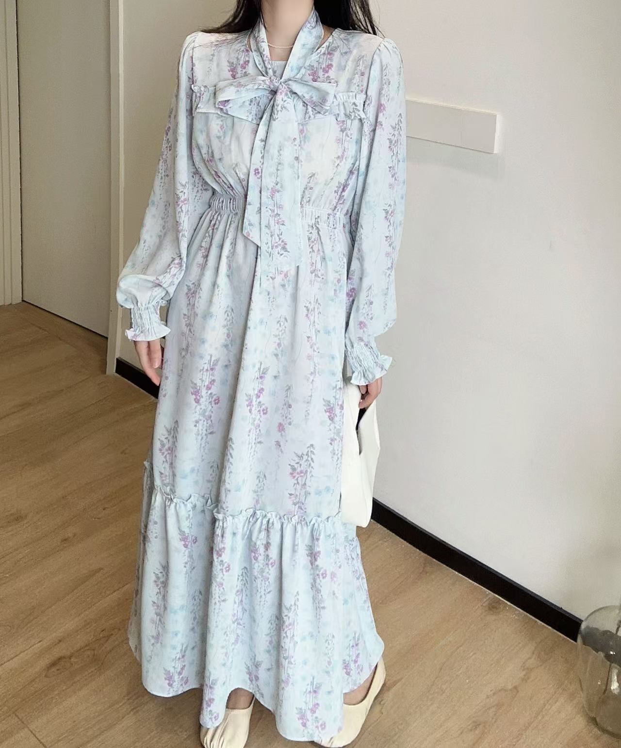 ストラップ付花柄フリルシャーリングワンピース | 詳細画像13