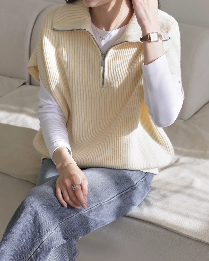 ハーフジップドルマンスリーブニットベスト | MONO AT.D | 詳細画像1