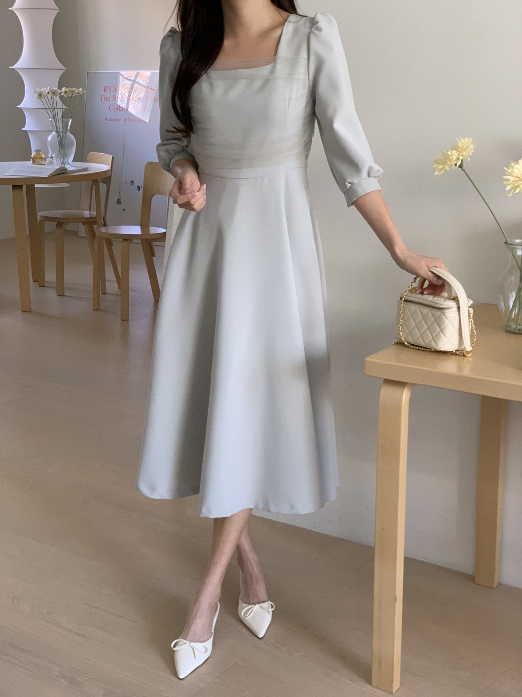 スクエアネックチュールリボンパフワンピース | 詳細画像2