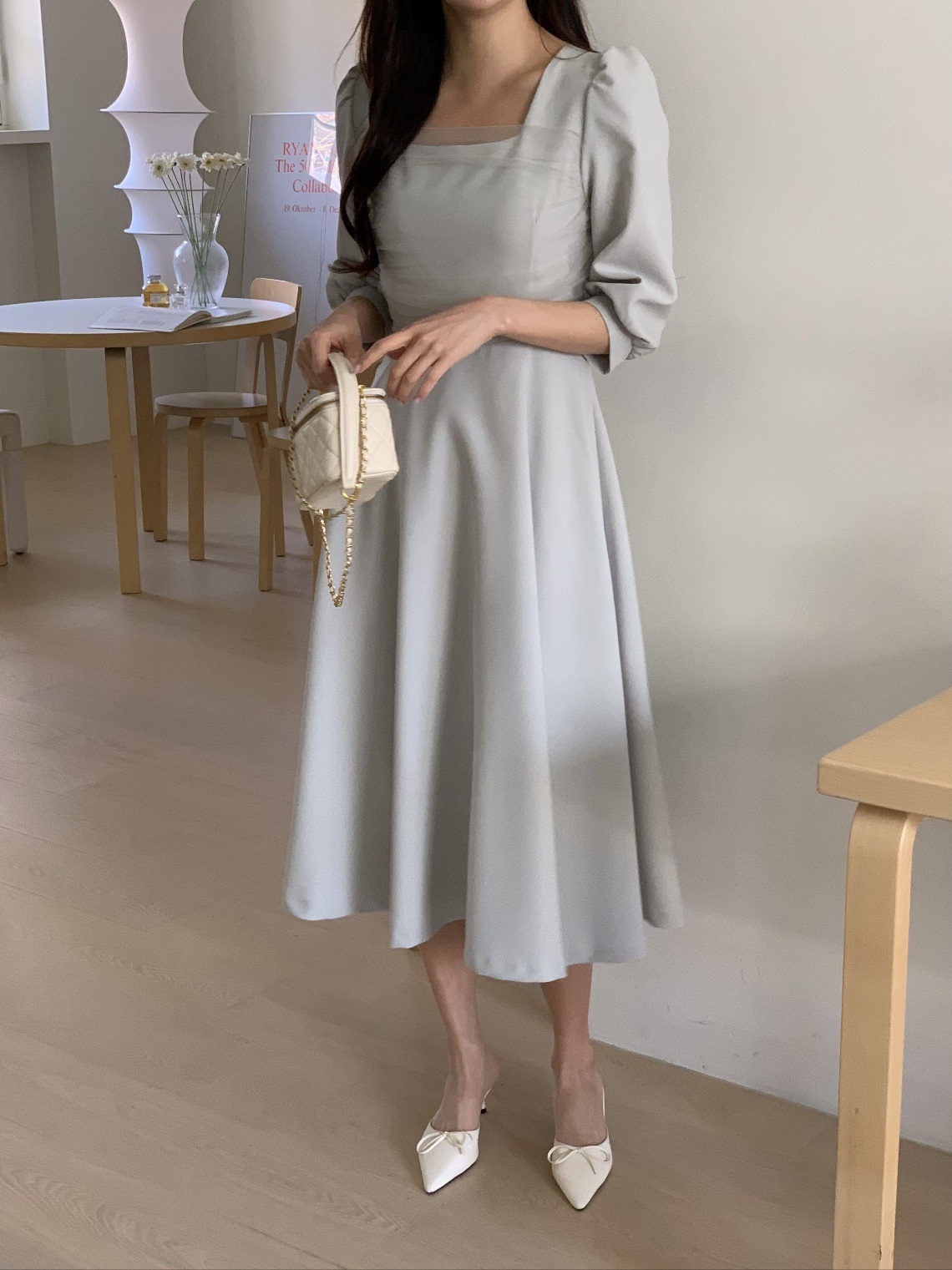 スクエアネックチュールリボンパフワンピース | 詳細画像4