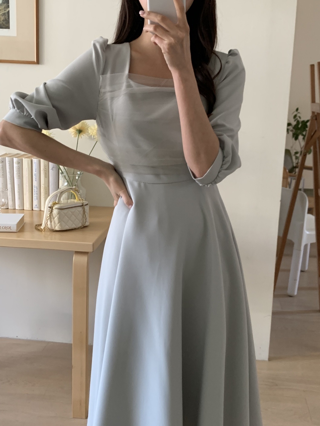 スクエアネックチュールリボンパフワンピース | 詳細画像8