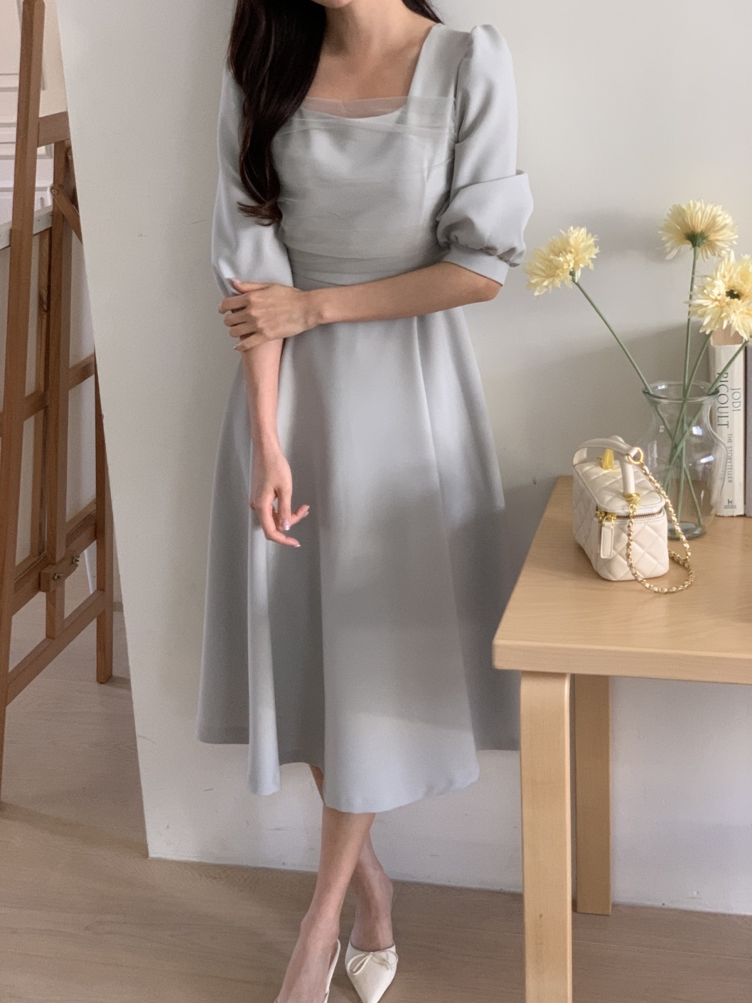 スクエアネックチュールリボンパフワンピース | 詳細画像9