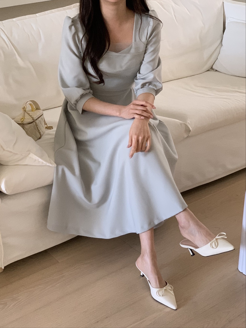 スクエアネックチュールリボンパフワンピース | 詳細画像12