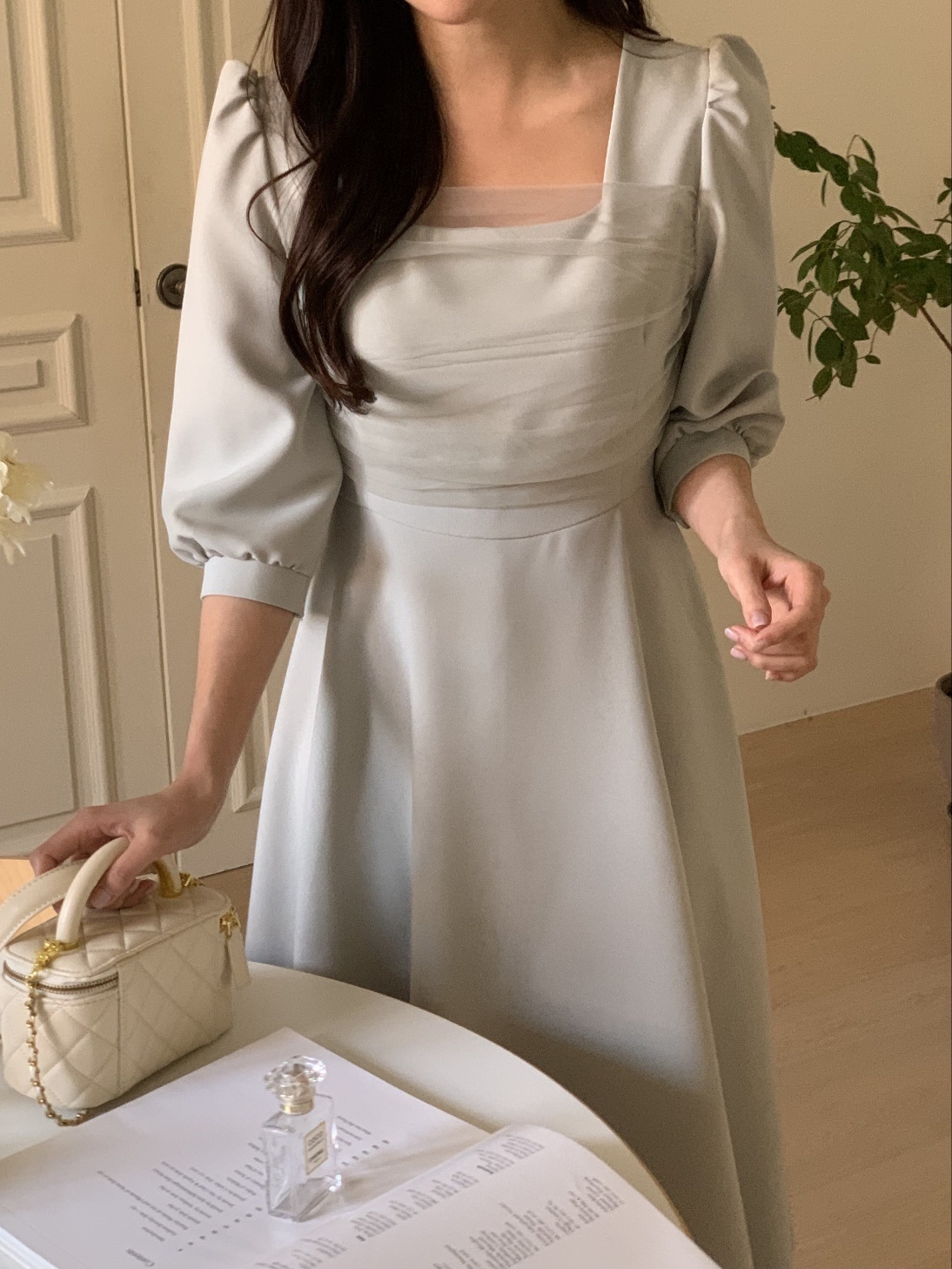 スクエアネックチュールリボンパフワンピース | 詳細画像14