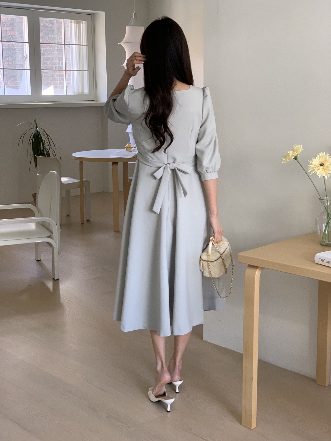 スクエアネックチュールリボンパフワンピース | 詳細画像15