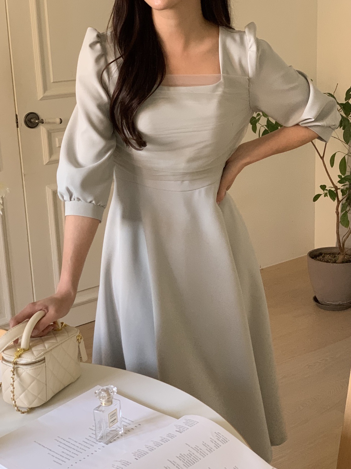 スクエアネックチュールリボンパフワンピース | 詳細画像16