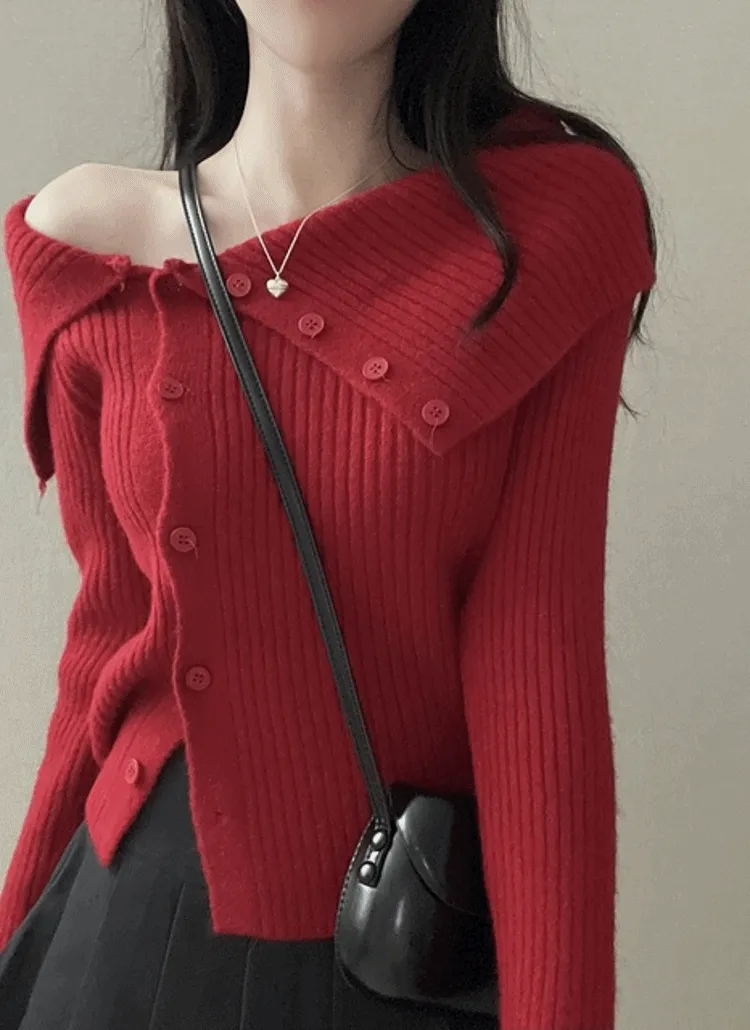 ボタンワイドオフショルニット | NEEDON | 詳細画像1