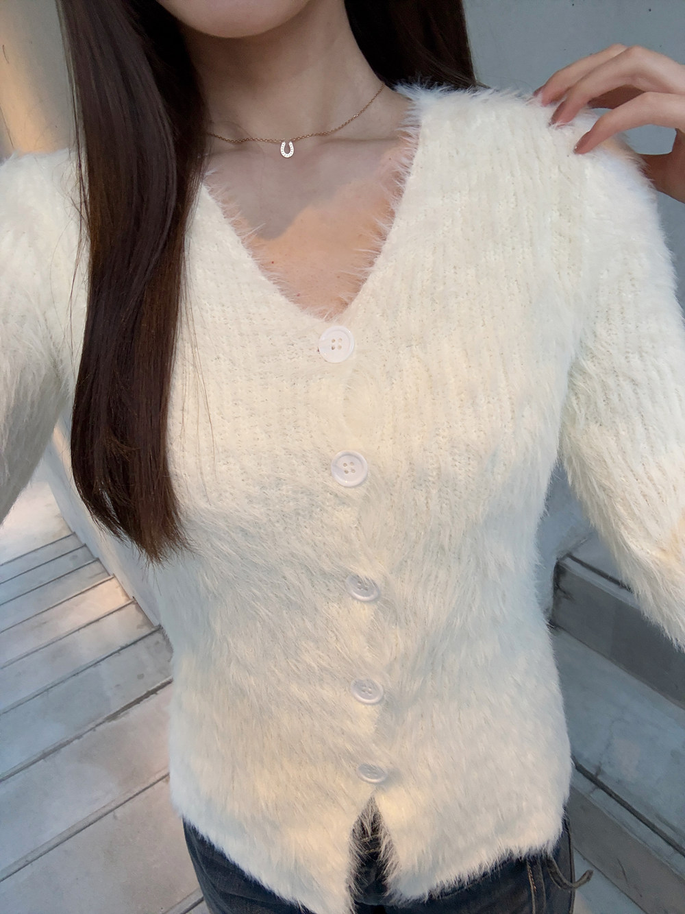 Ｖネックシャギーニットカーディガン | 詳細画像3