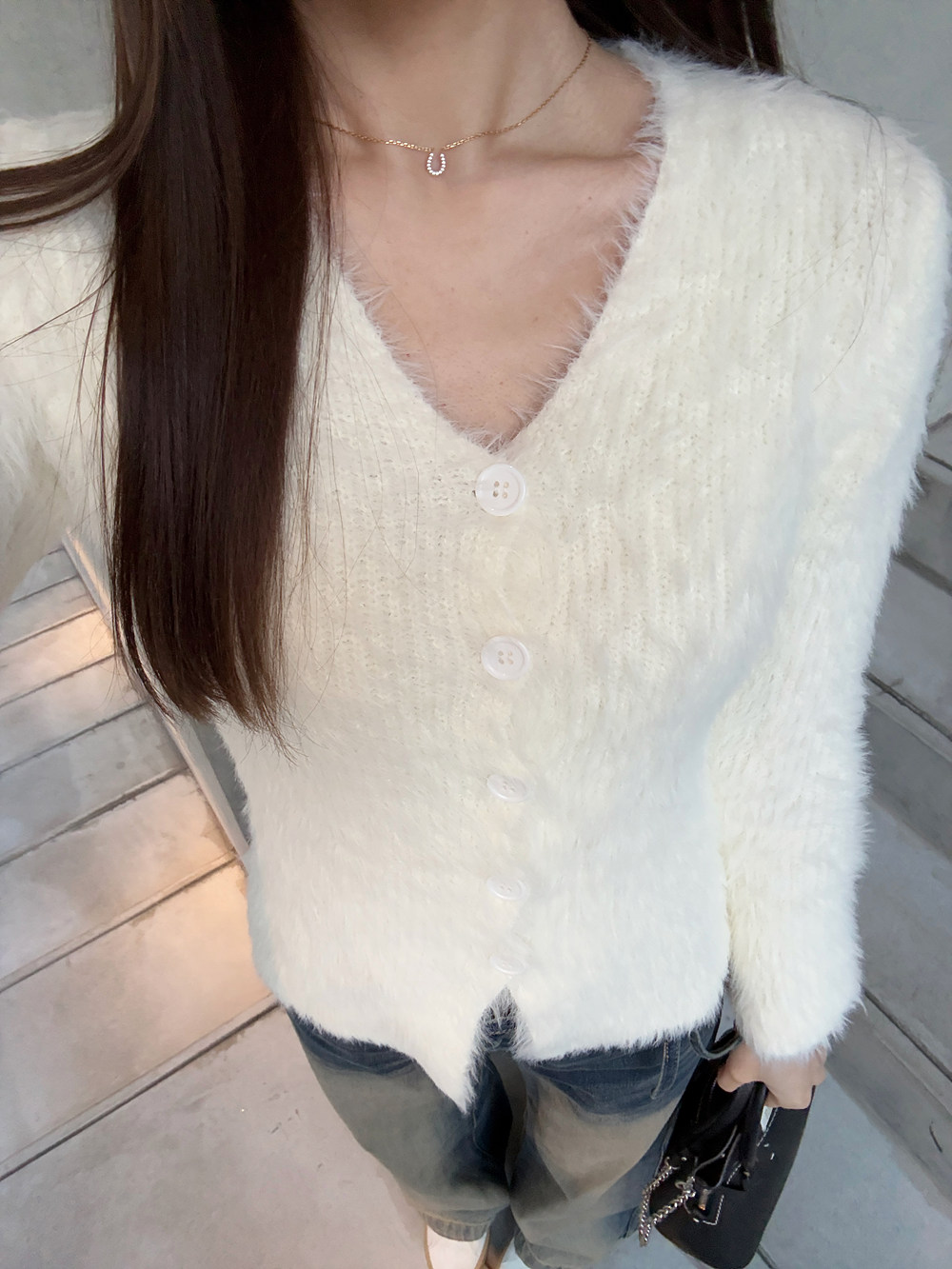 Ｖネックシャギーニットカーディガン | 詳細画像7